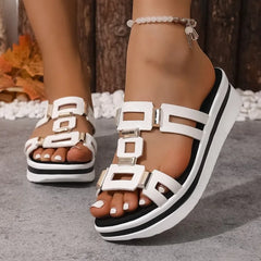 Large Size Roman Style Sandals Open Toe Beach Slippers Wedges Comfortable Slip-On Shoes Women