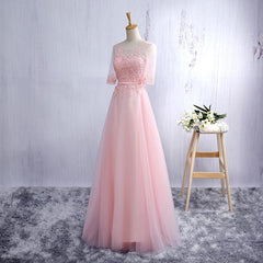 Lovely Tulle Round Neckline A-line Party Dress with Lace Applique