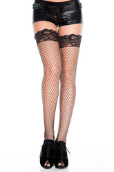 Fishnet Thigh Highs with Lace