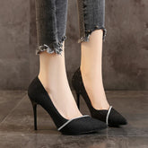 Black High Heels Thin Heel Hollow Pointed Single Shoes Sexy Baotou Woman High-heeled Shoes