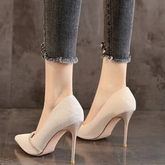 Black High Heels Thin Heel Hollow Pointed Single Shoes Sexy Baotou Woman High-heeled Shoes