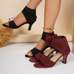 Sexy Open-toe Sandals Comfortable Knitted Breathable Casual Shoes Comfortable Office High Heels 36-43