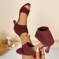 Sexy Open-toe Sandals Comfortable Knitted Breathable Casual Shoes Comfortable Office High Heels 36-43
