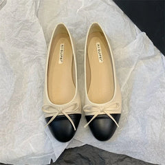 Butterfly Knot Colour Mixture Loafer Shoes Shallow Slip on Comfort Soft Sole Flats Woman Comfort Shoes