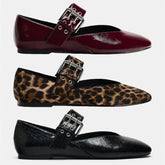 Mouth Print Dress Ballerinas Flats Shoes Autumn Woman Leopard Retro Loafers Floral Leopard Mary Jane Shoes Female