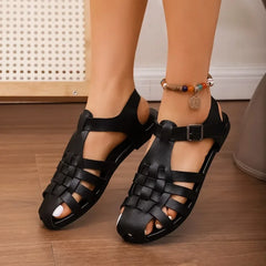 Leather Sandals Woman Roman Shoes Casual Comfort Soft Beach Shoes Female Flat Sandals Size 36-43