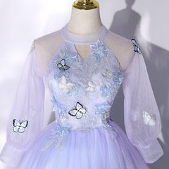 Vestido de fiesta lavanda de tul con escote alto para dulces 16