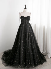 Black Sweetheart Tulle Straps Long Formal Dress
