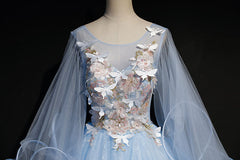 Light Blue with Flowers and Butterflies Formal Dress