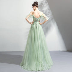 Beautiful Green Off Shoulder Sweetheart Lace Beaded Evening Dresses