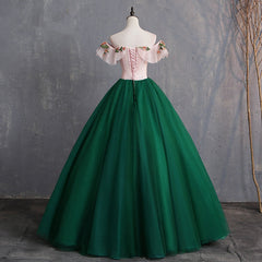 Beautiful Green Off Shoulder Tulle with Lace Formal Gown