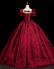 Vestido de noche largo de manga corta de satén rojo vino