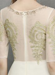 Champagne Knee Length Tulle with Lace Party Dress