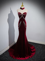 Beauiful Wine Red Off Shoulder Mermaid Long Prom Dress