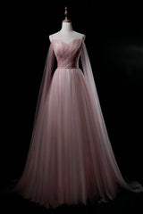 Pink Sweetheart Tulle Long Elegant Evening Dress