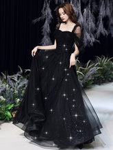 Black Off Shoulder Tulle Long Party Dress Prom Dress