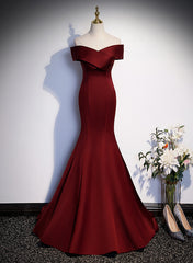 Wine Red Mermaid Off Shouler Evening Dress