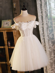 Ivory Tulle Sweetheart with Lace Short Prom Dress