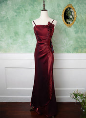Beautiful Wine Red Straps Long Prom Dress
