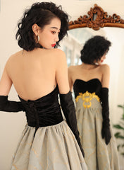 A-line Sweetheart Floral Satin Long Party Dress