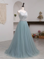 Beautiful Grey and Green Long Simple Party Dress Prom Dress