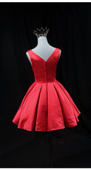 Lindo vestido de fiesta corto de satén rojo para graduación