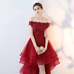 Cute Off Shoulder High Low Homecoming Dress