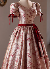 Beautiful Short Floral Satin Party Dress Homecoming Dress