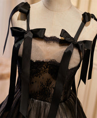 Lovely Black and Champagne Short Tulle Party Dress