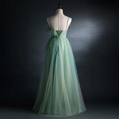 Light Green Gradient Straps Long A-line Prom Dress