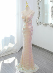 Lovely Sequins Mermaid V-neckline Straps Party Dress