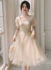 Light Champagne Short Homecoming Dress