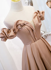 Champagne Satin Long Party Dress Prom Dress