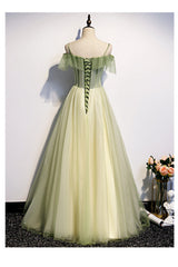 Lovely Flowers Off Shoulder Tulle Long Party Dress