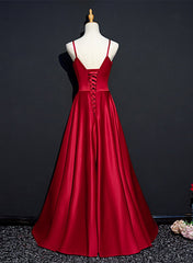 Wine Red Satin Beaded Sweetheart Party Dress