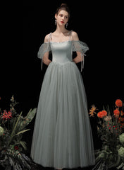 Light Green Tulle and Satin Party Dress