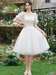 Cute Short Tulle Party Dress with Beadings