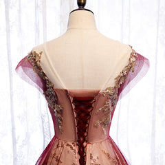 Charming Tulle Cap Sleeves Long New Party Gown