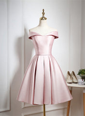 Vestido de fiesta de satén rosa hasta la rodilla