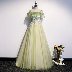Lovely Flowers Off Shoulder Tulle Long Party Dress