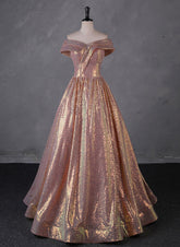 Charming Rose Gold Sequins Long Party Dress