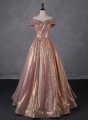 Charming Rose Gold Sequins Long Party Dress