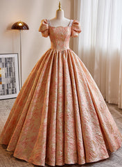 Beautiful Ball Gown Short Sleeves Long Party Dress