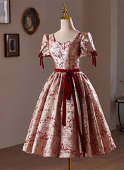 Beautiful Short Floral Satin Party Dress Homecoming Dress