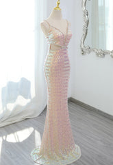 Lovely Sequins Mermaid V-neckline Straps Party Dress