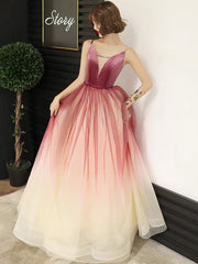 Lovely Pink Gradient Velvet Top Long Evening Dress