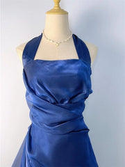 Blue Short Halter Homecoming Dress Party Dress