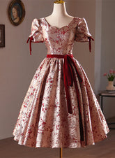 Beautiful Short Floral Satin Party Dress Homecoming Dress