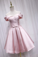 Pink Off Shoulder Bridesmaid Dress