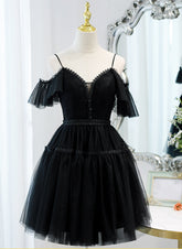 Black Sweetheart Straps Tulle Homecoming Dress
